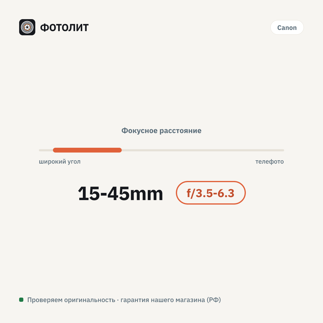 Объектив Canon EF-M 15-45mm f/3.5-6.3 IS STM, черный — визуализация характеристик