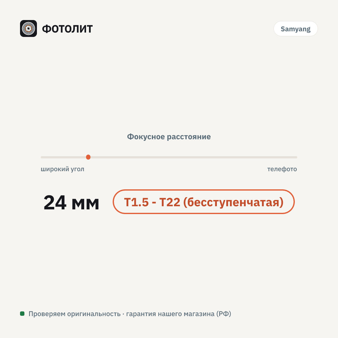 Объектив Samyang Xeen CF 24mm T1.5 Canon EF lens — визуализация характеристик