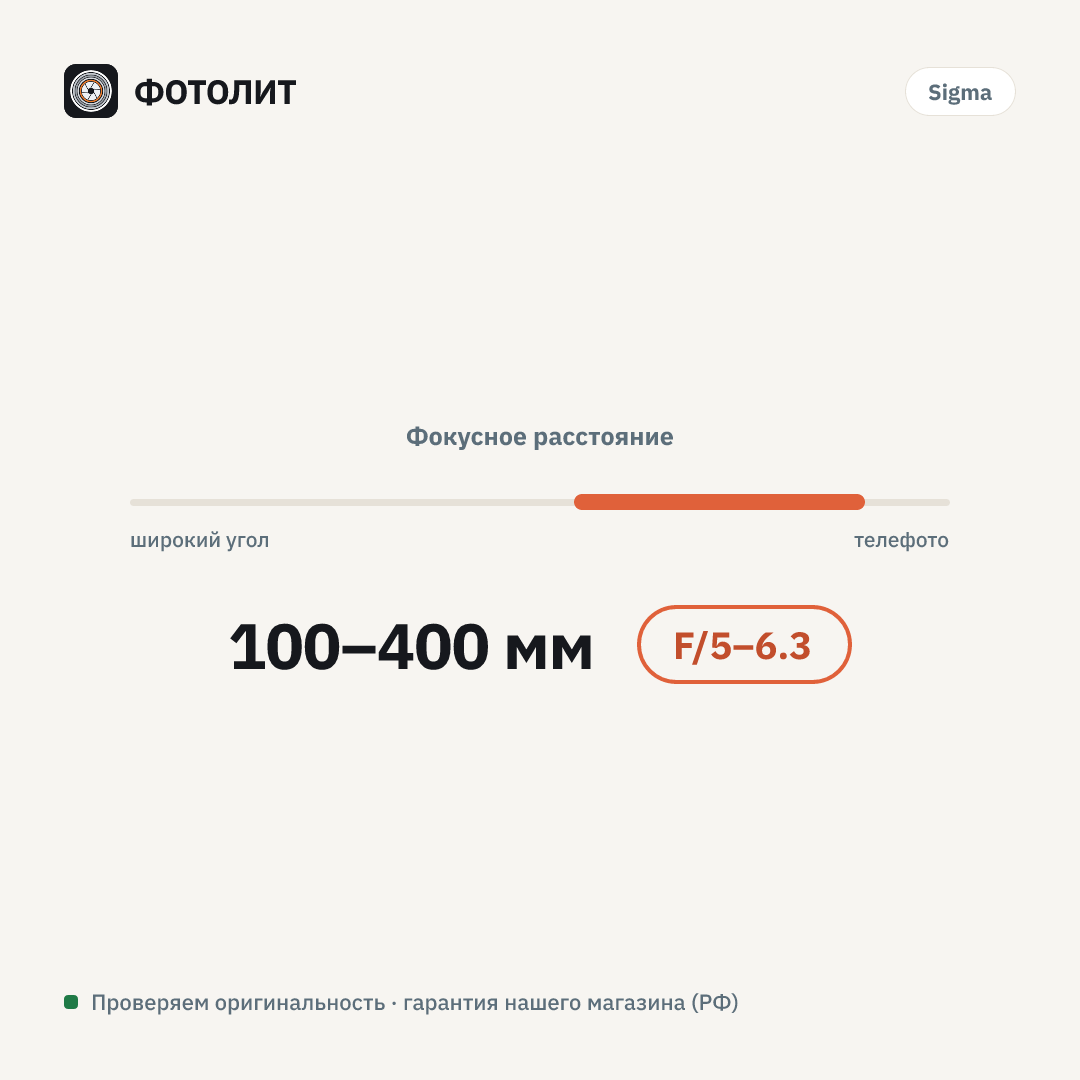 Объектив Sigma AF 100-400mm F/5-6.3 DG DN OS Contemporary Sony E — визуализация характеристик